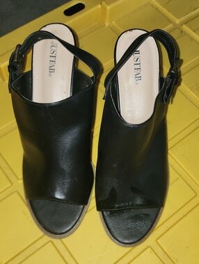 JustFab Black Open-Toe Slingback Mules